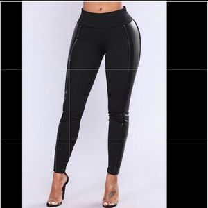 Fashion Nova Black Leggins with flux leather